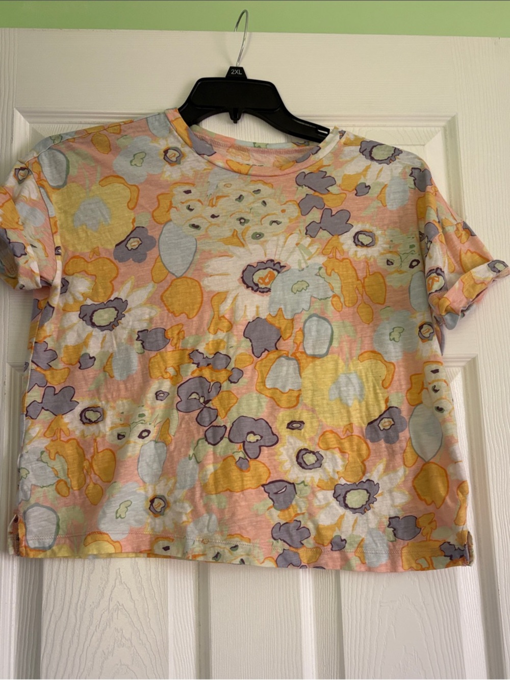 LOFT Women’s Pastel Floral Short Sleeve Tee in Yellow, Lavender, Mint